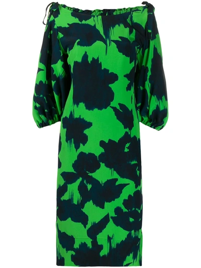 Delpozo Abstract-print Boat Neck Dress In Green