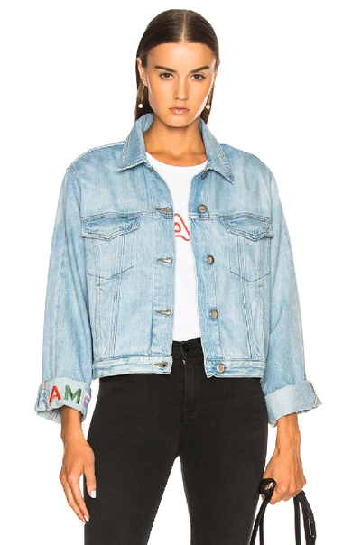 Frame Le Embroidery Light-wash Denim Jacket In Denim Light