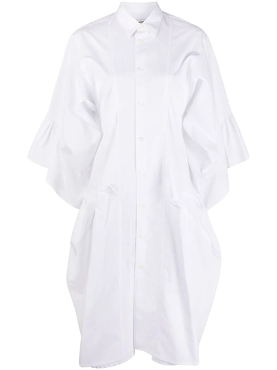 Junya Watanabe Ruffled-cuff Shirt Dress In White