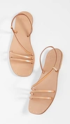 Joie Baja Flat Metallic Leather Slingback Sandals In Natural
