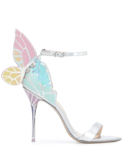 Sophia Webster Chiara Butterfly Metallic Leather Sandals In Silver