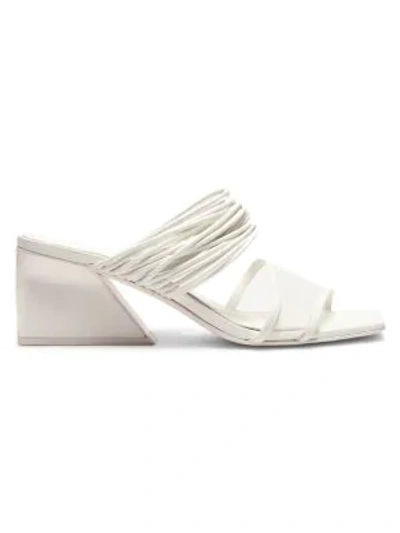 Mercedes Castillo Violete Ankle-wrap Square-toe Croc-embossed Leather Sandals In Cream