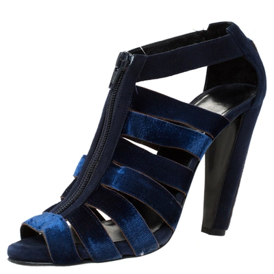 Pre-owned Pierre Hardy Blue Suede/velvet Strappy Open Toe Sandals Size 38