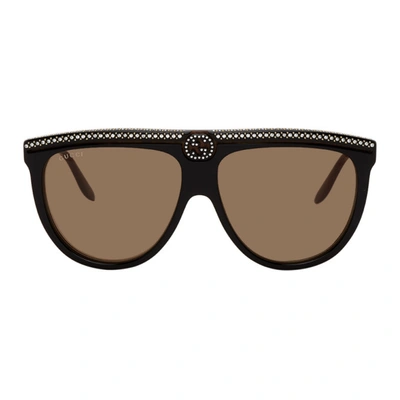 Gucci Black Flat Top Sunglasses In 005 Black