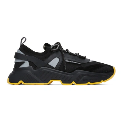 Dolce & Gabbana Dolce And Gabbana Black Stretch Knit Daymaster Sneakers In Black