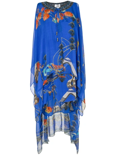 Camilla Tree Of Life Overlay Dress In Blue