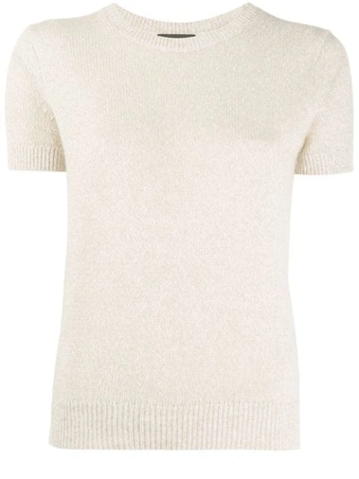 Theory Cashmere Short-sleeved Sweater In Neutrals