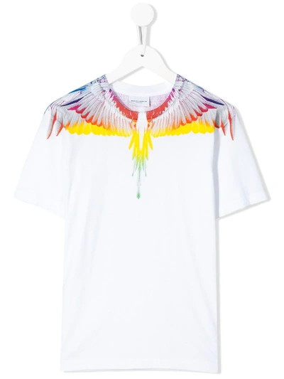 Marcelo Burlon County Of Milan Kids' Wing Print T-shirt In White