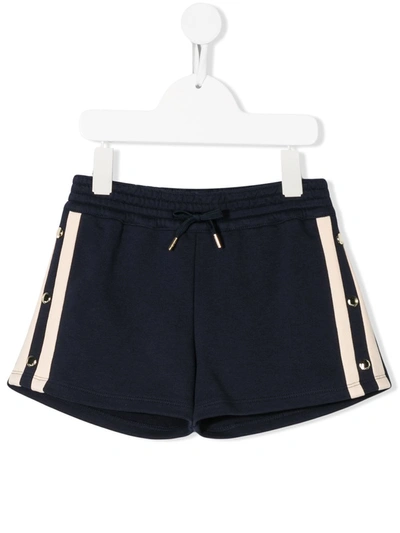 Chloé Kids' Contast Side Stripe Shorts In Blue