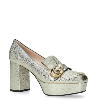 Gucci Metallic Platform Marmont Loafers