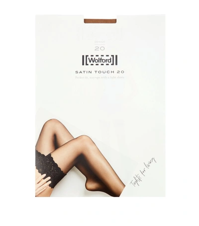 Wolford Satin Touch 20 Lace Knee-high Stockings In Beige