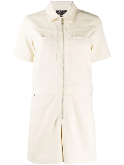 Apc Nastia Denim Playsuit In Neutrals