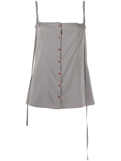 Lemaire Buttoned Silk-blend Cami Top In Grey