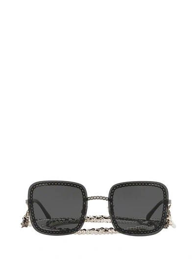 Pre-owned Chanel Square Frame Chain Sunglasses In Silver