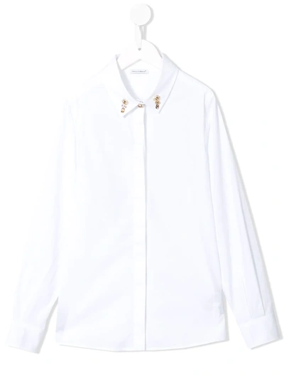 Dolce & Gabbana Kids' Crystal-embellished Shirt In White