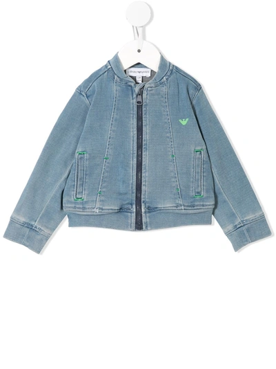 Emporio Armani Babies' Zipped Denim Jacket In Blue