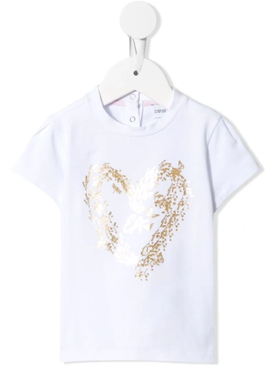 Emporio Armani Babies' Heart Logo Print T-shirt In White