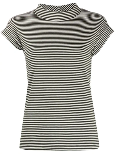 Aspesi Striped Mock Neck T-shirt In White