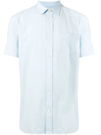 Kent & Curwen Short Sleeved Chest Pocket Shirt In Blue