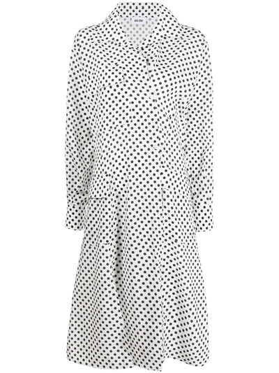Each X Other Multi-pocket Polka-dot Shirt Dress In White