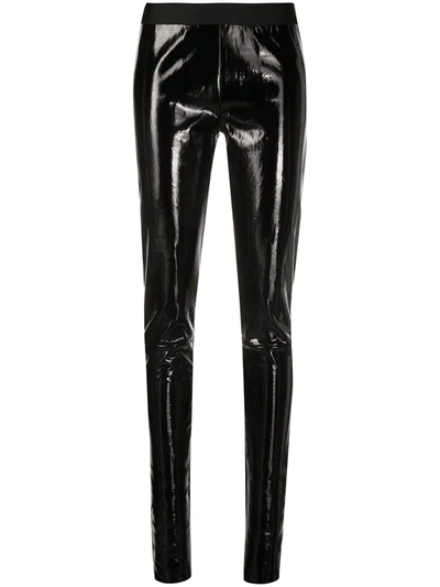 Ann Demeulemeester Shiny-effect Skinny Trousers In Black