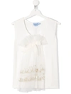 Mi Mi Sol Teen Tulle Bow Tank Top In White