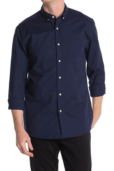 Topman Oxford Shirt In Navy In Light Blue