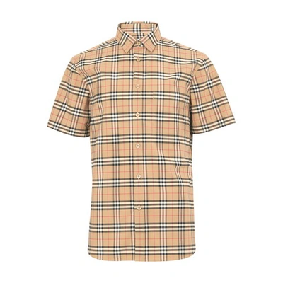 Burberry Check Short-sleeved Shirt In Brown