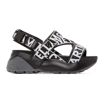 Stella Mccartney Black & White Eclypse Logo Sandals In Black/white