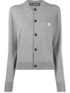 Acne Studios Keve Face Patch Wool Cardigan In Grey