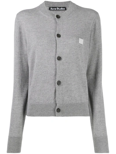 Acne Studios Keve Face Patch Wool Cardigan In Grey