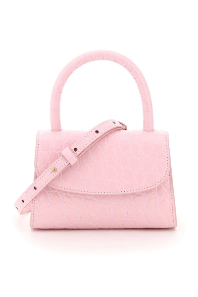 By Far Mini Crocodile-embossed Top-handle Bag In Pink