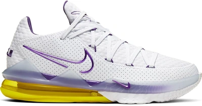 Pre-owned Nike  Lebron 17 Low Lakers In White/voltage Purple-dynamic Yellow