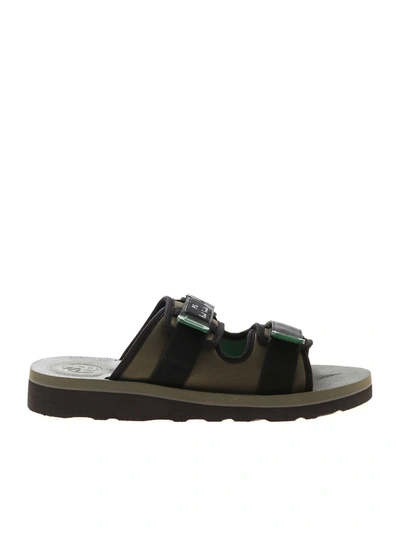 Ps By Paul Smith Micah Sandals In Army Green And Black