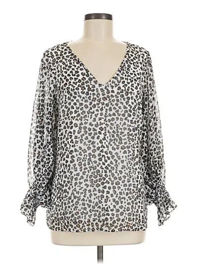 Pre-owned 1.state Long Sleeve Blouse In Silver