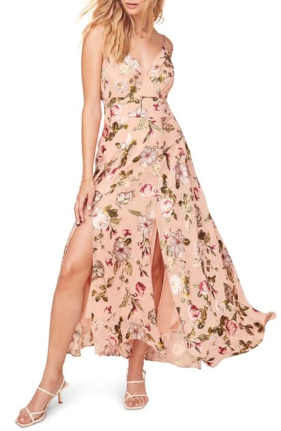 Astr Floral Print Sleeveless Maxi Dress In Dusty Mauve Multi Floral