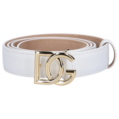 Dolce & Gabbana Belt Ax350 Calfskin In White