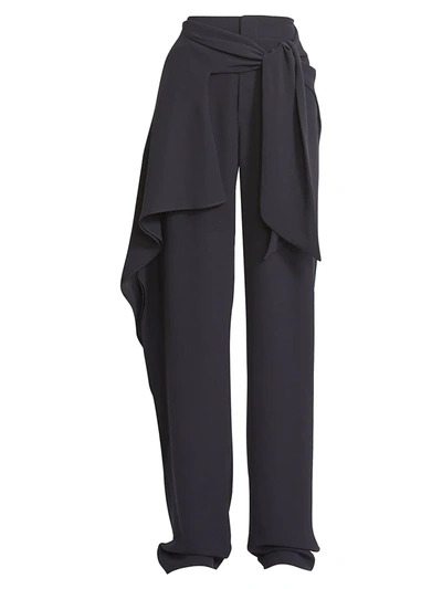 Chloé Ruffled Silk Georgette Pants In Anthracite