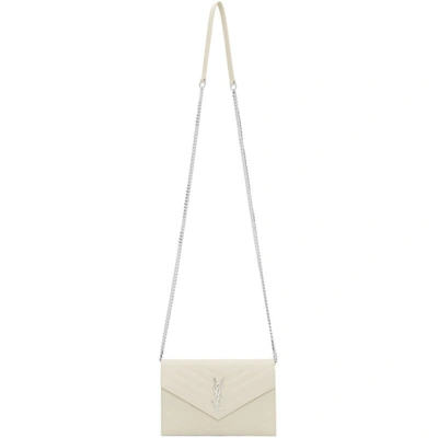 Saint Laurent White Monogramme Envelope Chain Wallet Bag In 9207 White