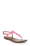 Sam Edelman Gigi T-strap Flat Sandals Women's Shoes In Electric Pink Leather