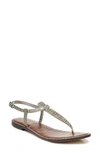 Sam Edelman Gigi T-strap Flat Sandals Women's Shoes In Mineral Green Leather