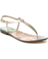 Sam Edelman Gigi T-strap Flat Sandals Women's Shoes In Champagne Metallic