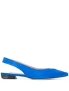 Sergio Rossi Sr Milano Suede Slingback Point-toe Flats In Blue