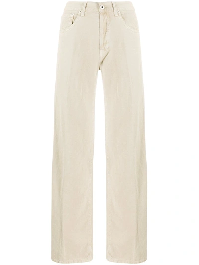 Dondup High-waisted Trousers In Neutrals