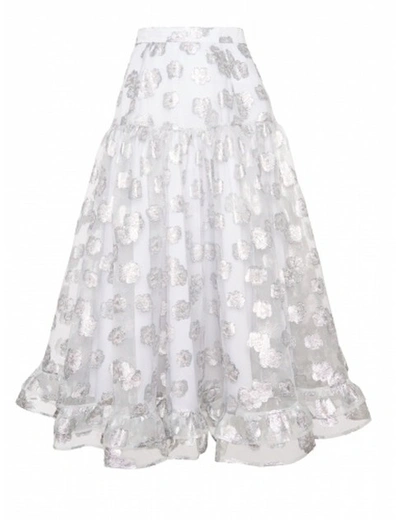 19.04 Floral-silver Midi Skirt