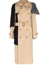 Tiger In The Rain Reworked Burberry Panelled Trench Coat In Neutrals