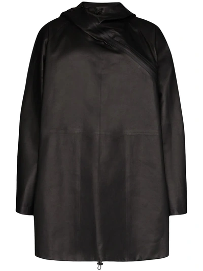 Bottega Veneta Hooded Shift Parka Coat In Black
