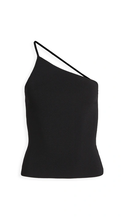 Deveaux One-shoulder Stretch-knit Top In Black