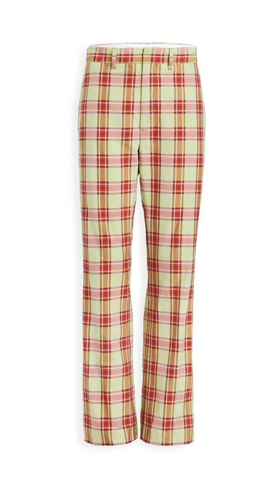 Toga Madras Check Pants In Light Green