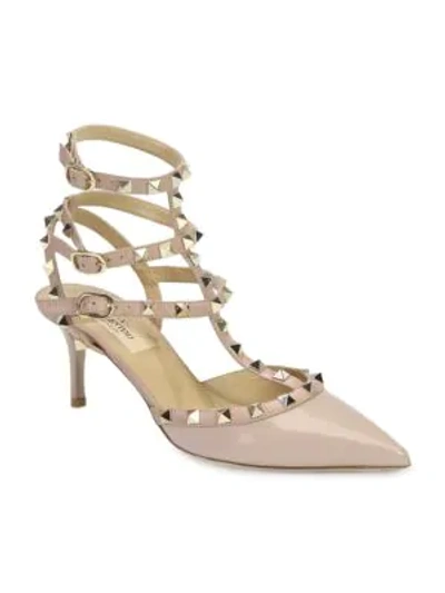 Valentino Garavani Rockstud Leather Pumps In Beige